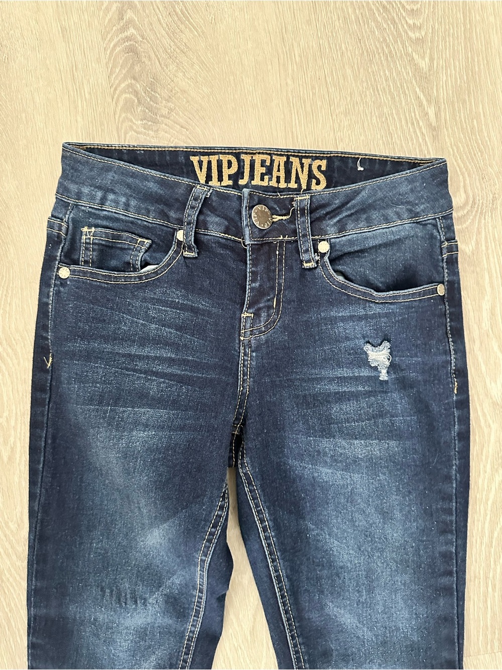 VIP Distressed Low Rise Skinny Jeans - Picture 2 of 7